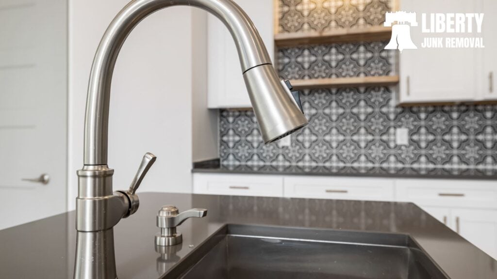 sink and faucet in a granite countertop