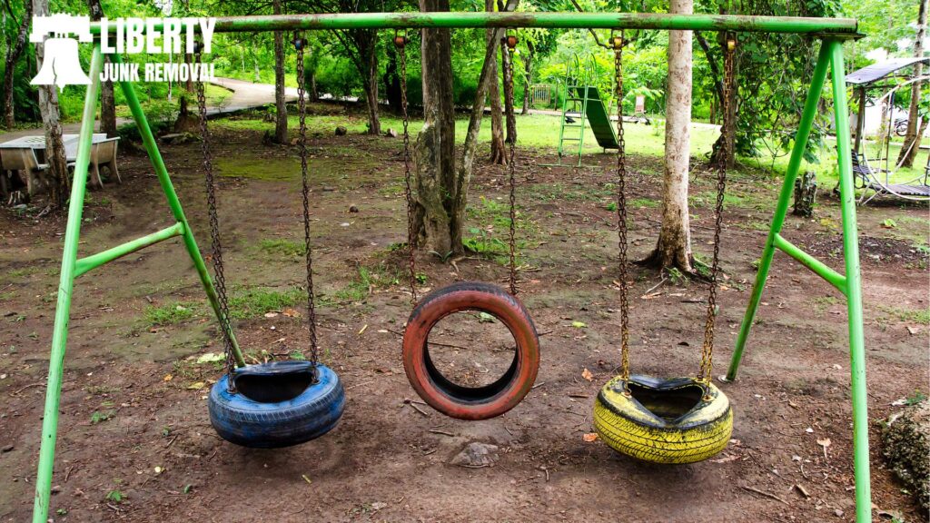 old tires playground swing